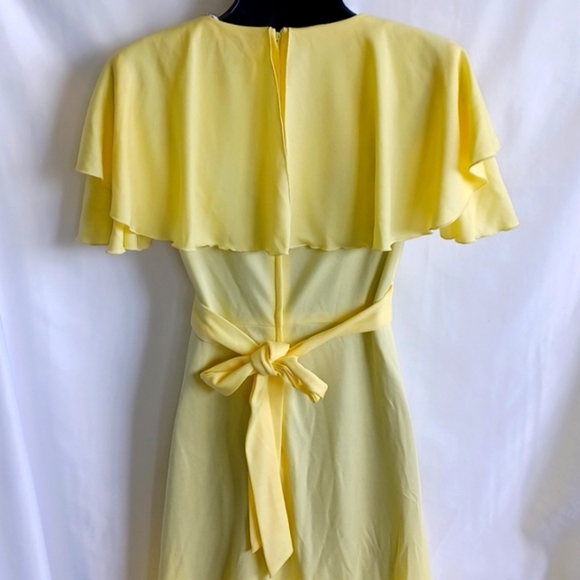 VTG 70s Prom Dress Yellow Flutter Sleeve & Collar Boho from Jc Penney size 10 - Picture 3 of 10